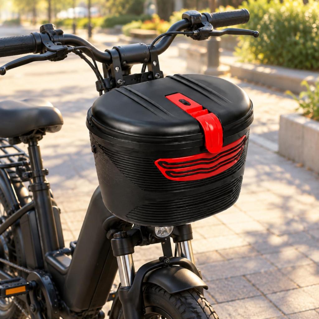 Front-Mounted Electric Bike Basket Waterproof Front