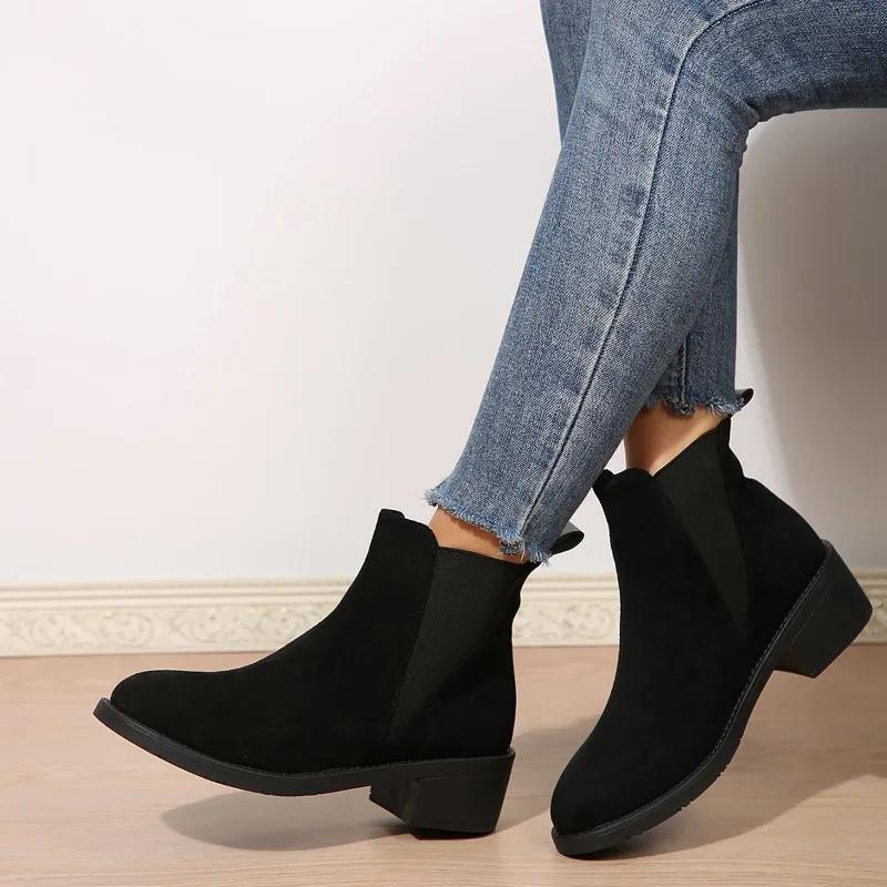 

Мода 2025 Горячая Распродажа Женская Обувь Слипоны Женские Ботинки Модные С Круглым Носком Современные Ботинки Женские Новые Удобные Бестселлер Ботильоны 40 чёрный