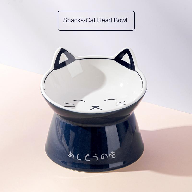 Japanese Style Cat Bowl Ceramic Double Bowl Anti Knock Food Bowl Dog Bowl Cat Drinking Bowl Automatic Drinking Pet Supplies