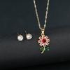 2pcs Sparkling Crystals Botanical Sunflower Necklace Earrings Zircon Set for Woman New Fashion Casual Party Zircon GirlGift