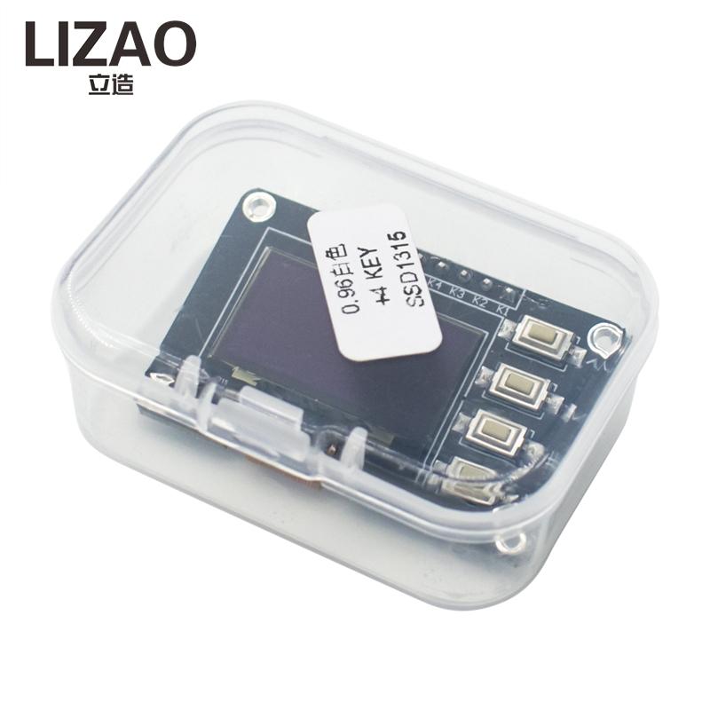 LIZAO 0.96 Inch 12864 OLED Display Module SSD1315 I2C IIC White Blue Screen with 4 Buttons DC 3.3V for Arduino Project