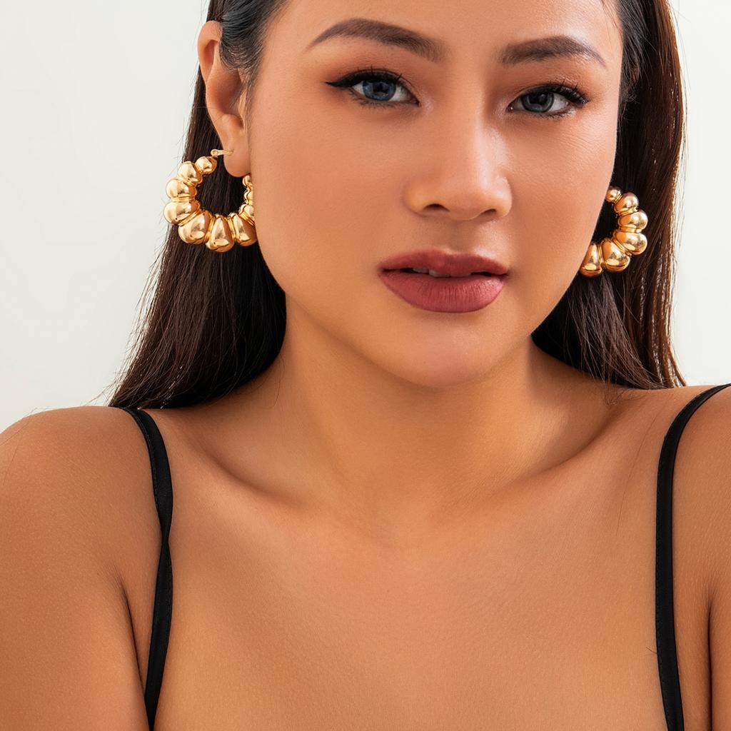 High Quality Vintage Punk Geometric Circle Hoop Earrings for Women Trendy Goth Exquisite C Shape Piercing Earring Y2K Jewelry
