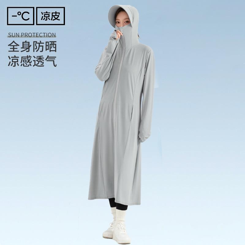 Sunscreen Clothing Women's 1011 Summer New UV Protection Ice Silk Dress Color Printing Long Sunscreen Clothing Long Dress