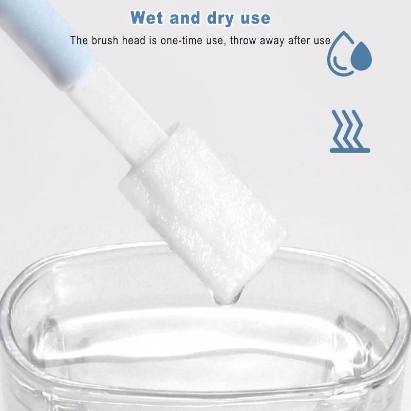 Pack Disposable Crevice Cleaning Brushes with Replaceable Heads - Multi-Surface Detail Scrub Brush Set for Toilet, Kitchen,Patio