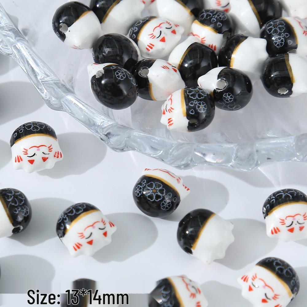 3D Ceramic Panda Heart Flower Beads for DIY Bracelets