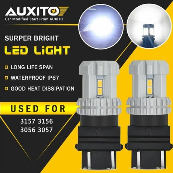AUXITO 3157 3156 LED 3020-SMD 6000K White Backup Tail Reverse Light DRL Bulbs EA