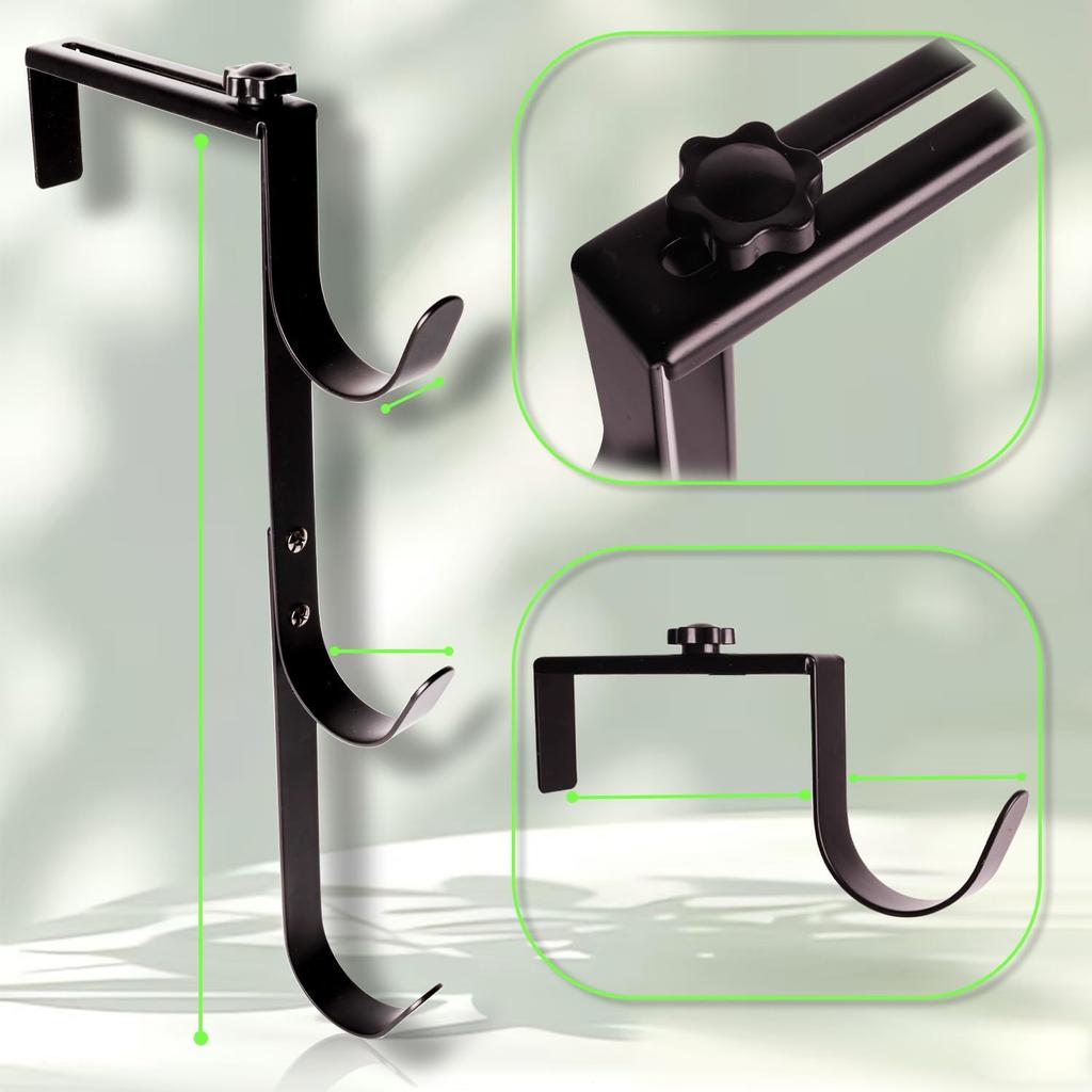 2 Pcs Adjustable Pool Pole Hanger with 6 Hooks Heavy Duty Fence Hook with Screws for Poles Swimming Pool Accessories Home Garden