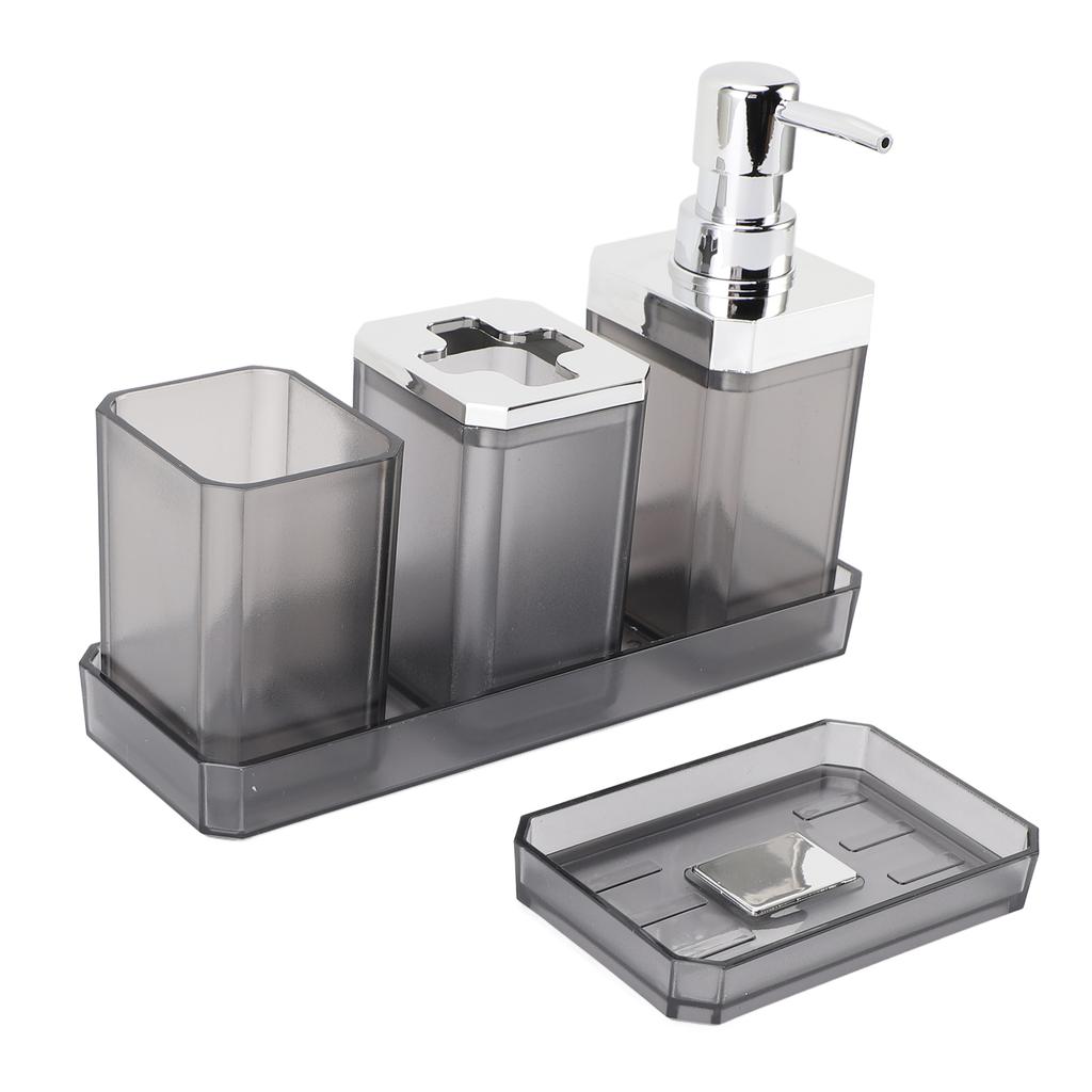 Bathroom Accessories Set Bath Ensemble Set with Toothbrush Holder Cup Lotion Bottles Soap Dish Tray