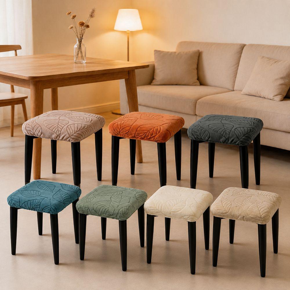 Solid Color Chair Seat Cover Waterproof Stool Cover Stretch Seat Covers  for Square Chairs