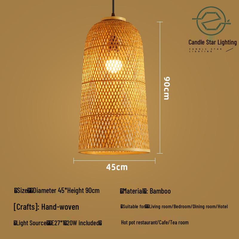 Zen Style Bamboo Rattan Pendant Light for Tea Rooms and Restaurants