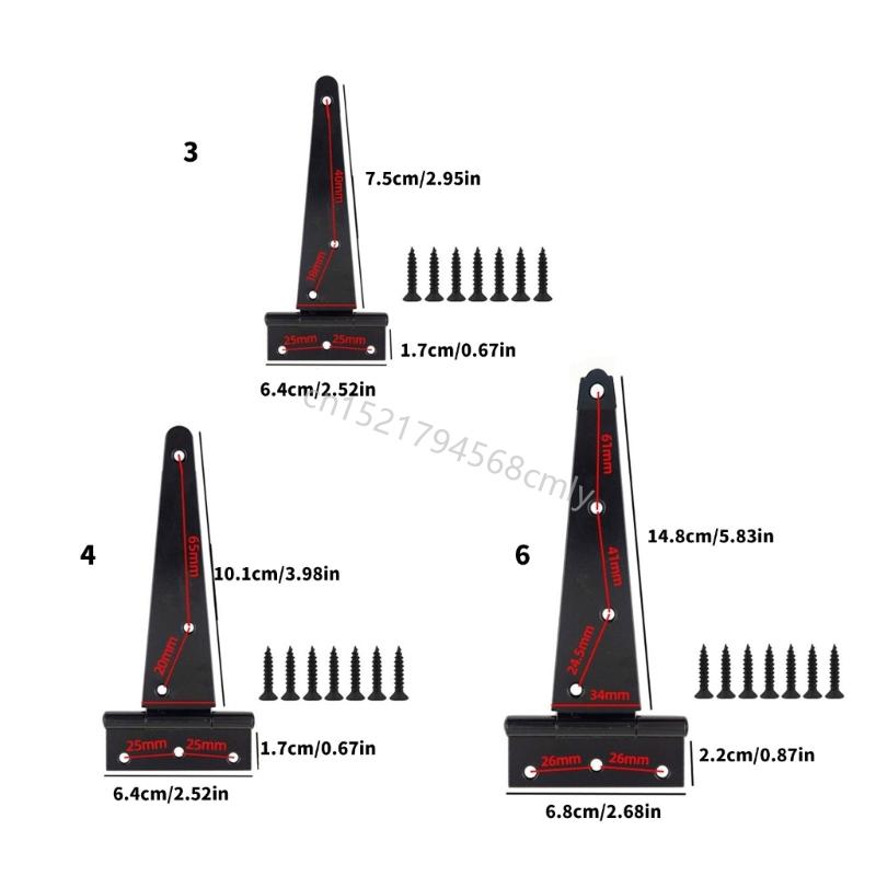 Black Metal Hinges 270° Rotation Capacity T Type for Wooden Cabinet Door 6XDE