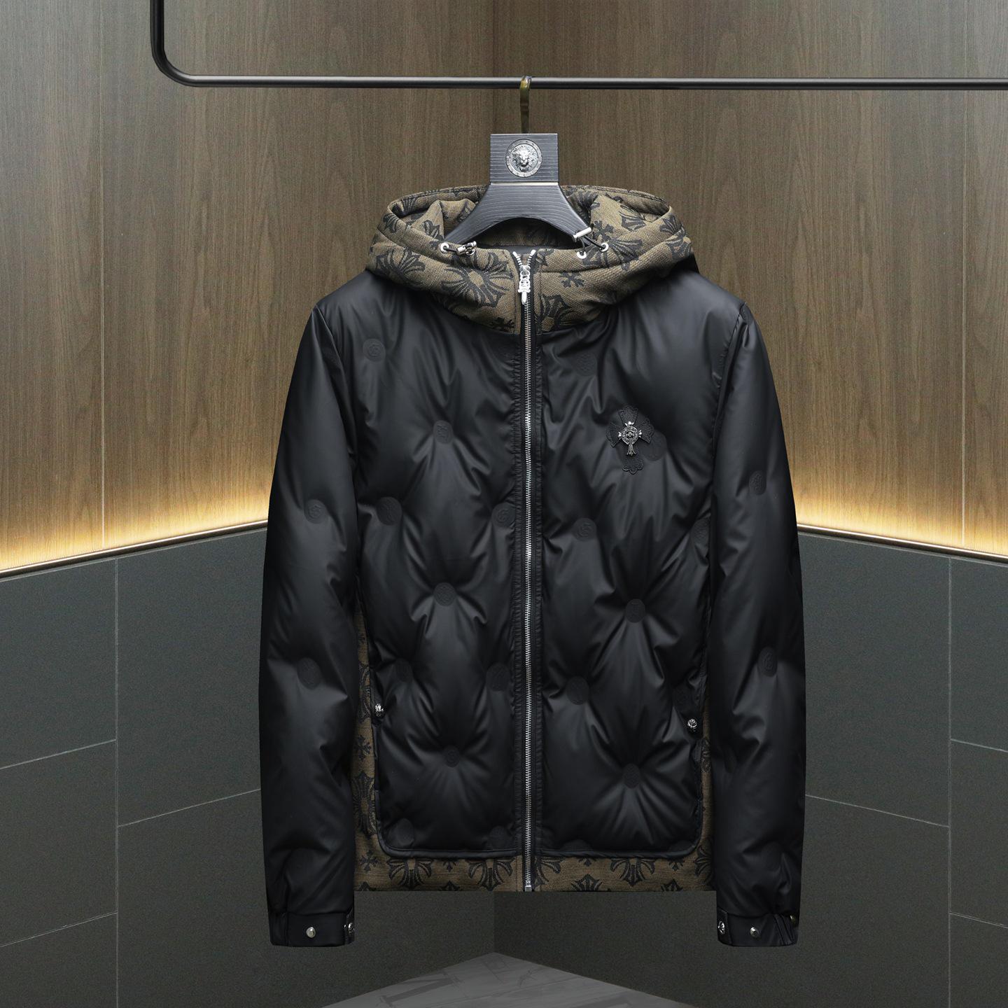 European 2025 A/W Men s High-Quality Patchwork Jacquard Down Jacket 3XL чёрный