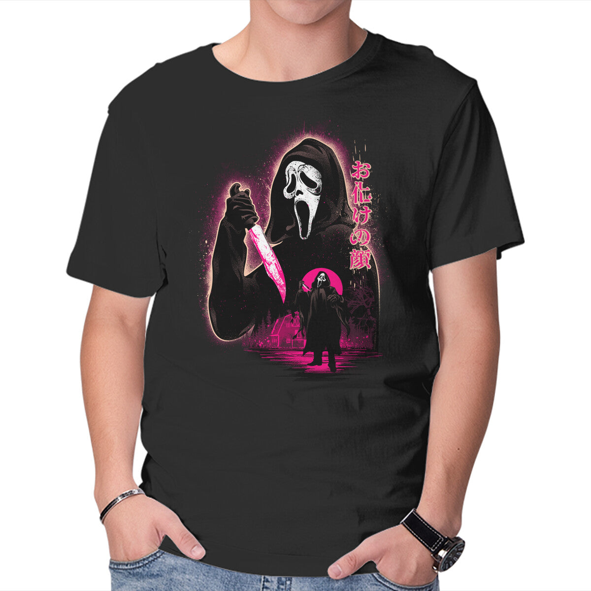Unisex Crew Neck T-Shirt Attack Of Ghostface Graphic Short Sleeve Casual Tee S