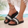 Large size thick-bottomed cool slippers women's 2025 summer new European and American rivets color matching fashion casual beach sandals