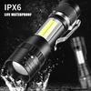 USB Rechargeable Mini Flashlight COB+XPE Portable Built-in Battery Zoomable Small Torch 3 Mode Camping Emergency Flashlights