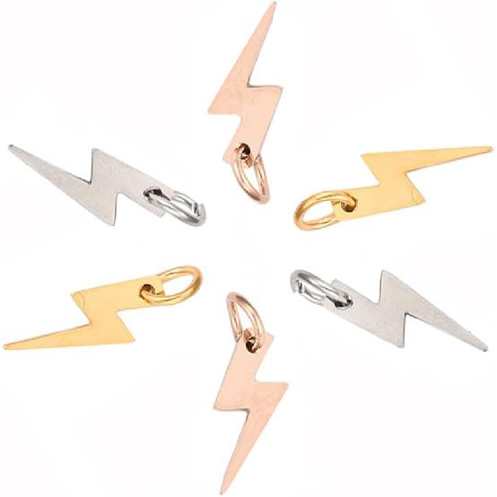 Airssory 12 Pcs 3-Colors Stainless Steel Flash Lightning Bolt Charms Celestial Weather Collection Thunder Mini Dangle Pendants Assortment for Jewelry