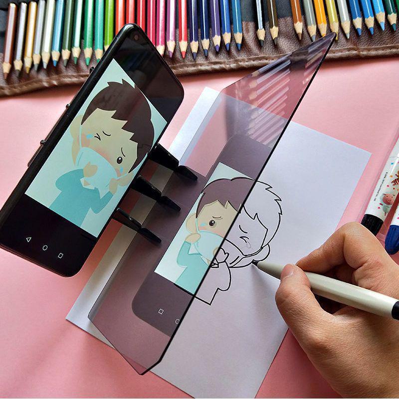 Universal Mobile Phone Tablet Sketch Drawing Board Stand with Projection for Copying Drawings.