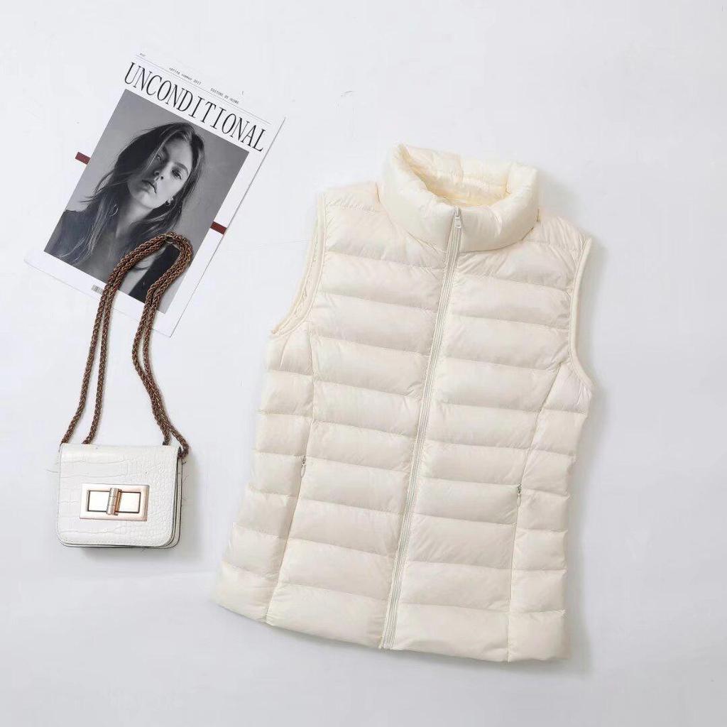 Women's Lightweight Short Down Vest - Sleeveless Winter Outerwear Jacket
