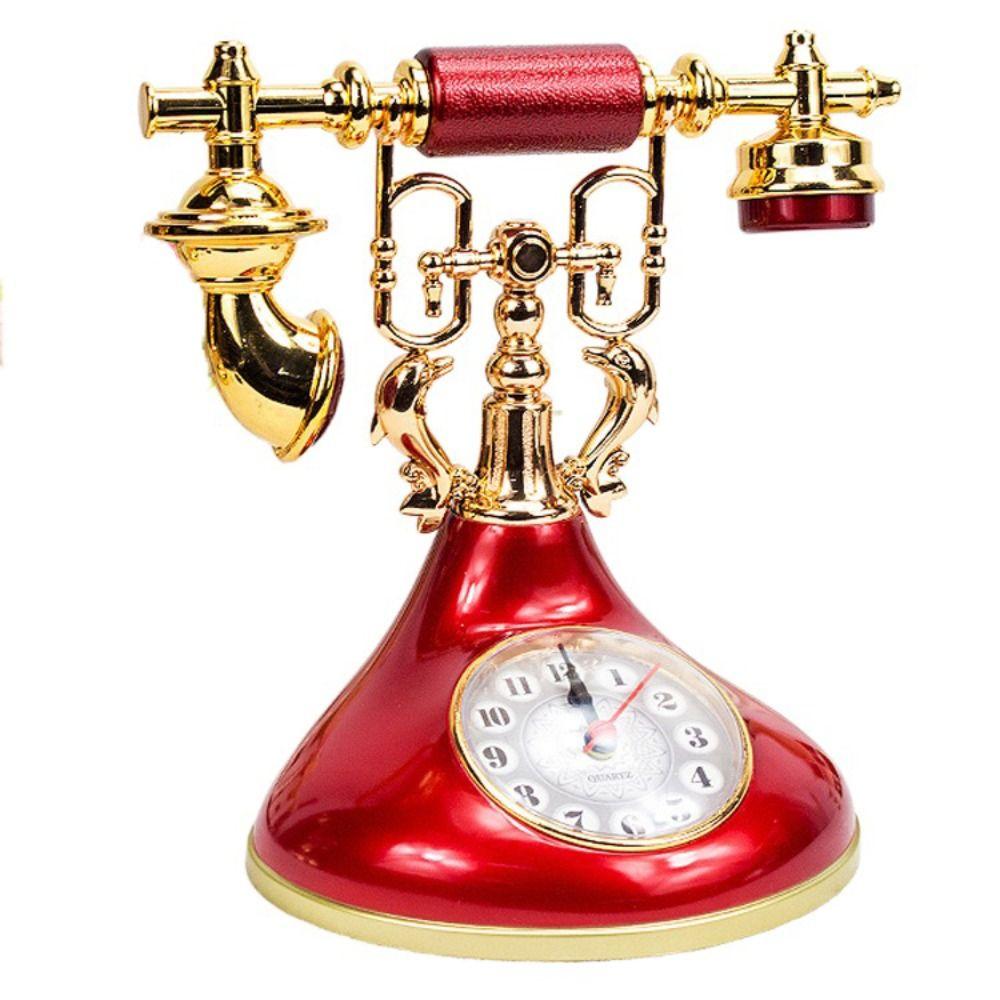 

Европейский стиль Телефон Будильник Антикварный телефон Часы Украшения Модель телефона Часы Настольные красный