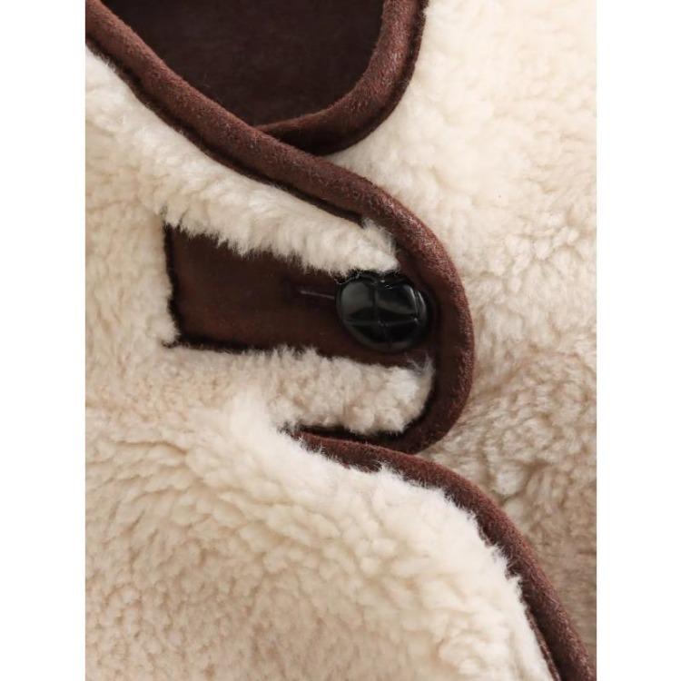 Winter Warm Fleece Jacket Women Casual Loose Coat High Collar Button Zipper Outerwear Fashion Thick Coat