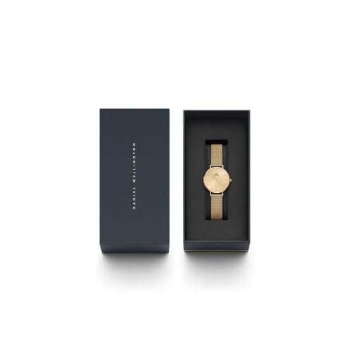 Daniel Wellington Petite Evergold Watch with Gold Mesh Bracelet, Gold, 28mm, Petite Evergold