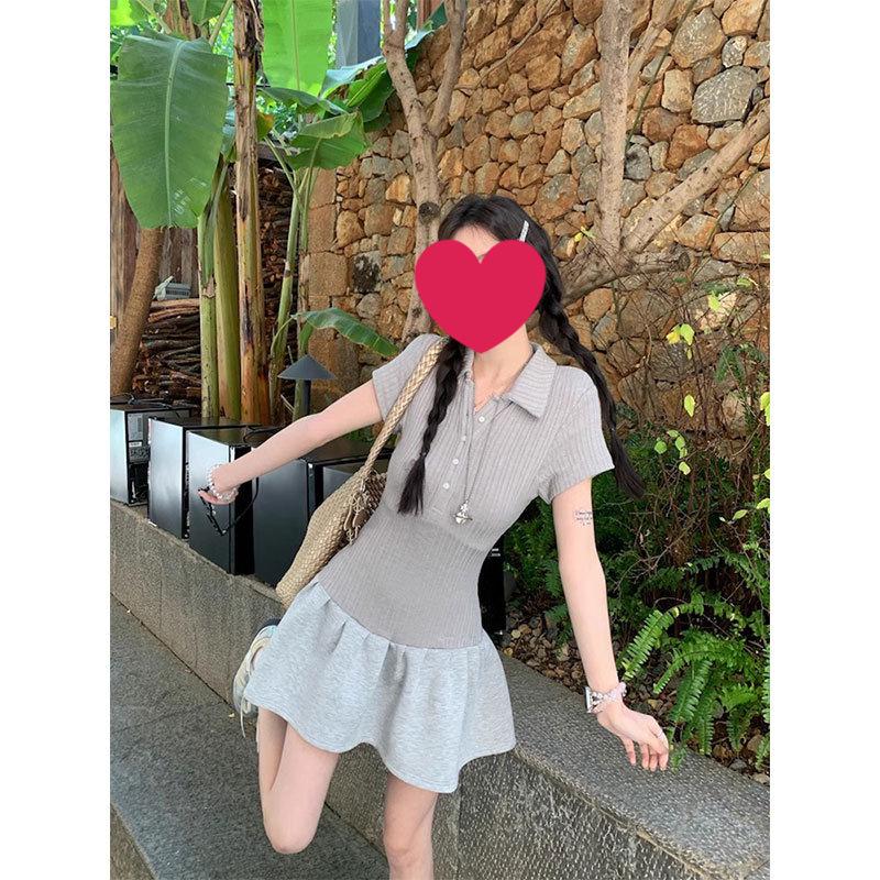 

Women s Summer American Campus Style Polo Collar A-Line Tennis Dress Small