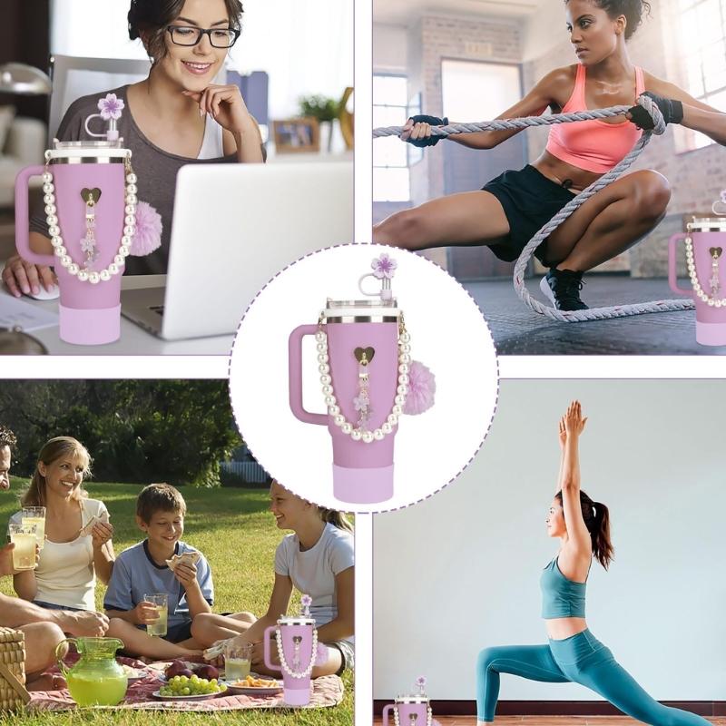 Water Bottle Holder with Handle Protective Silicone Sleeve Water Cup Accessory Silicone Texture for Decorating Bottle