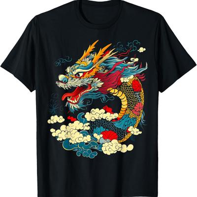 Asiatisches Drachenmotiv Mythische Kunst Asiatisches Drachen T-Shirt