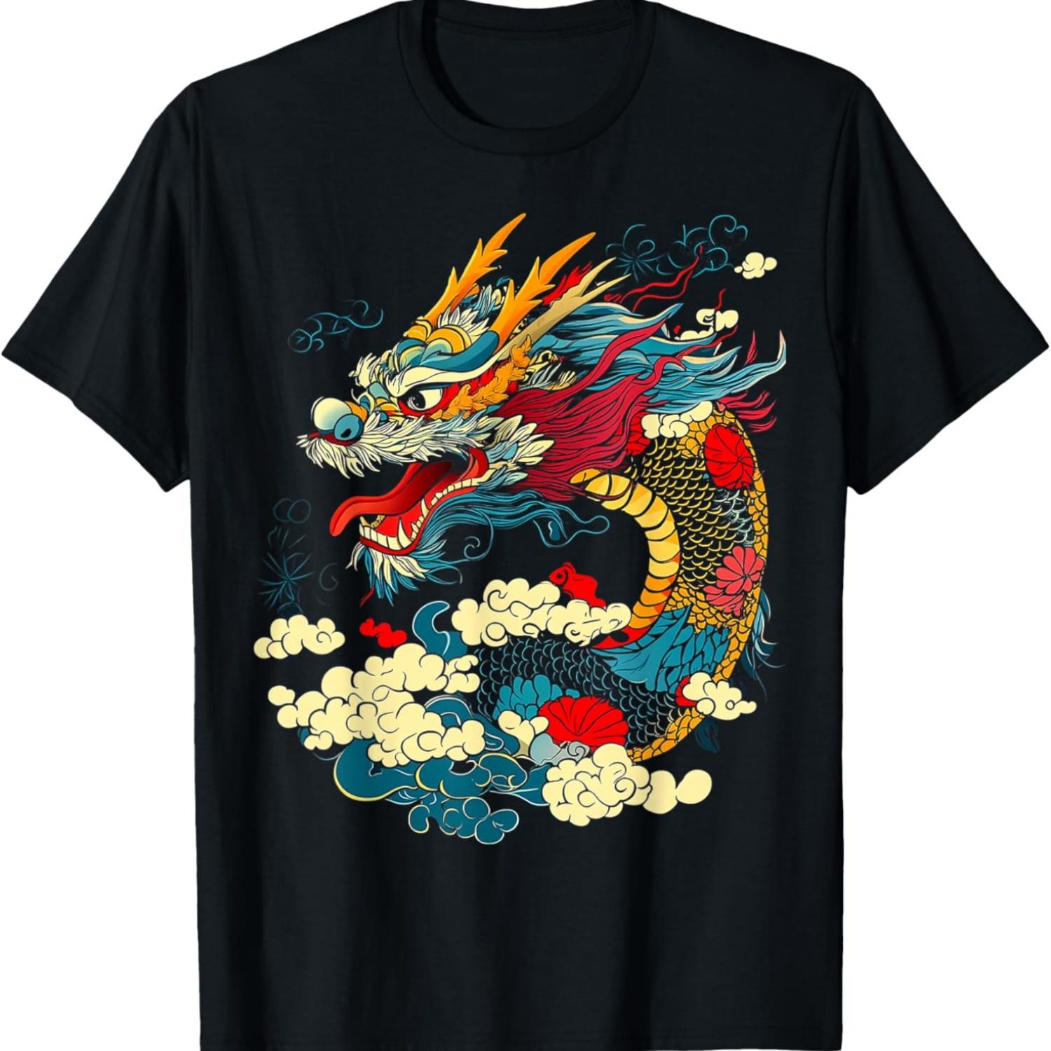 

Asian Dragon Motif Mythical Art Asian Dragon T-Shirt XXXXXL