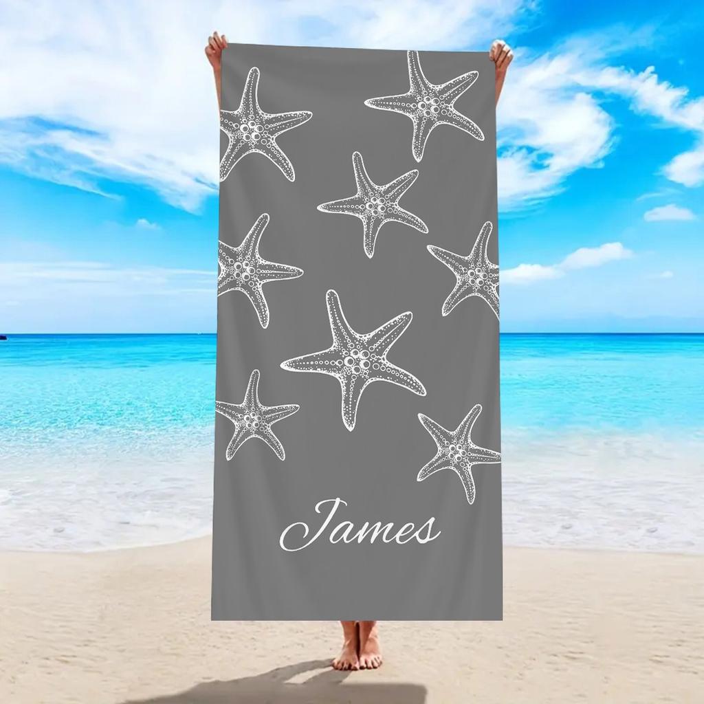 2D Colorful Starfish Polyester Beach Towel Quick Dry Ocean Theme Bath Towel for Summer Vacation Swim Pool Travel Sand Blanket