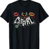 Tričko Catgirl Vintage Rockabilly - Unisex-Dospělí, Černé, Malé, Krátký rukáv, Kulatý výstřih, Polyester, Tričko, Vtipná trička