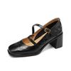 Krazing Pot Sheepskin Round Toe Size 41 Chunky High Heels Buckle Straps Vintage Autumn Pumps