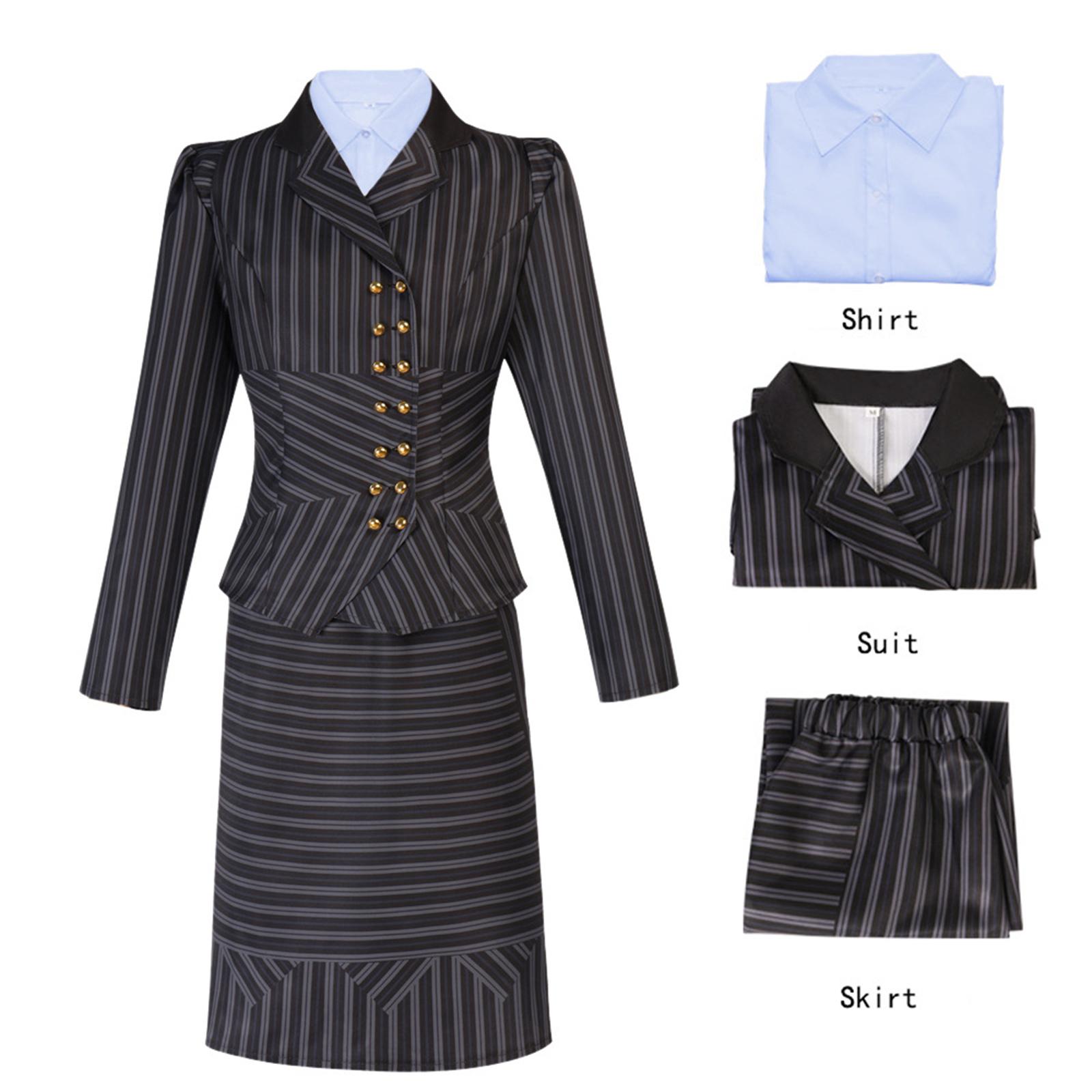 

Cosplay Long-Sleeved Striped Jacket + Striped Skirt + Solid-Color Shirt XL