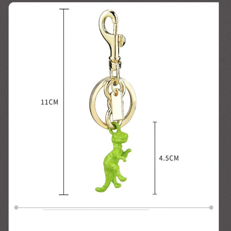 3D Stereoscopic Green Dinosaur Metal Keychain, Small Dinosaur-Shaped Keychain Pendant