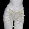 Modern Faux Pearls Body Necklace for Women Adjustable Strap Shoulder Chain Great for Celebrations and Day To Day Fashion