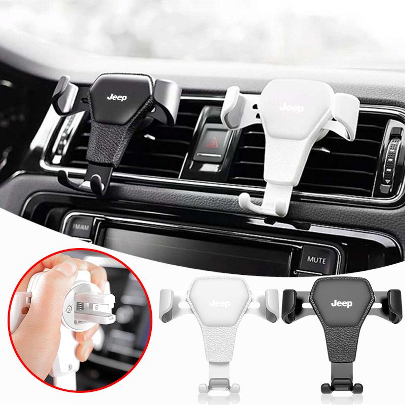 Gravity Car Badge Phone Holder Bracket Air Clip Mount Stand Accessories For Jeep Big Wrangler Grand Cherokee New Energy Gladiator SRT Wrangler