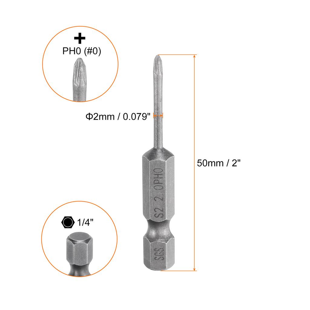 1/5/10pcs Phillips Screwdriver Bit 1/4" Hex Shank 50mm Long Magnetic S2 Steel Screw Driver Bit Cross Head Electric Drill Bits