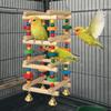 Colorful Wooden Parrot Chew Bite Resistant with Bells Parrot Swing Hanging Multi Layer Bird Cage Standing Training