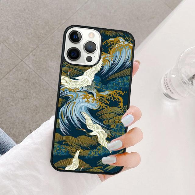 Japanese Cranes Art Coque Shell For iPhone 17 Air 15 16 14 13 12 Pro Max 11 Pro Max Plus Phone Case Cover