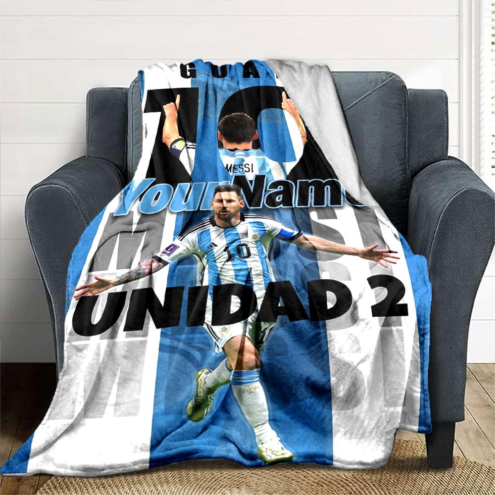 Messi Customize Your Name Blanket Throw Customizable Blanket Comfortable Perfect for Couch Office Chair Chair Livingroom Four Seasons Multipurpose