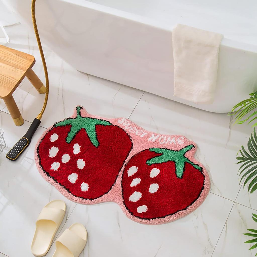 Cartoon Fruit Door Mats for Entrance Door Fluffy Plush Doormat Non Slip Water Absorbent Bathroom Carpet Rugs Hallway Floor Mats