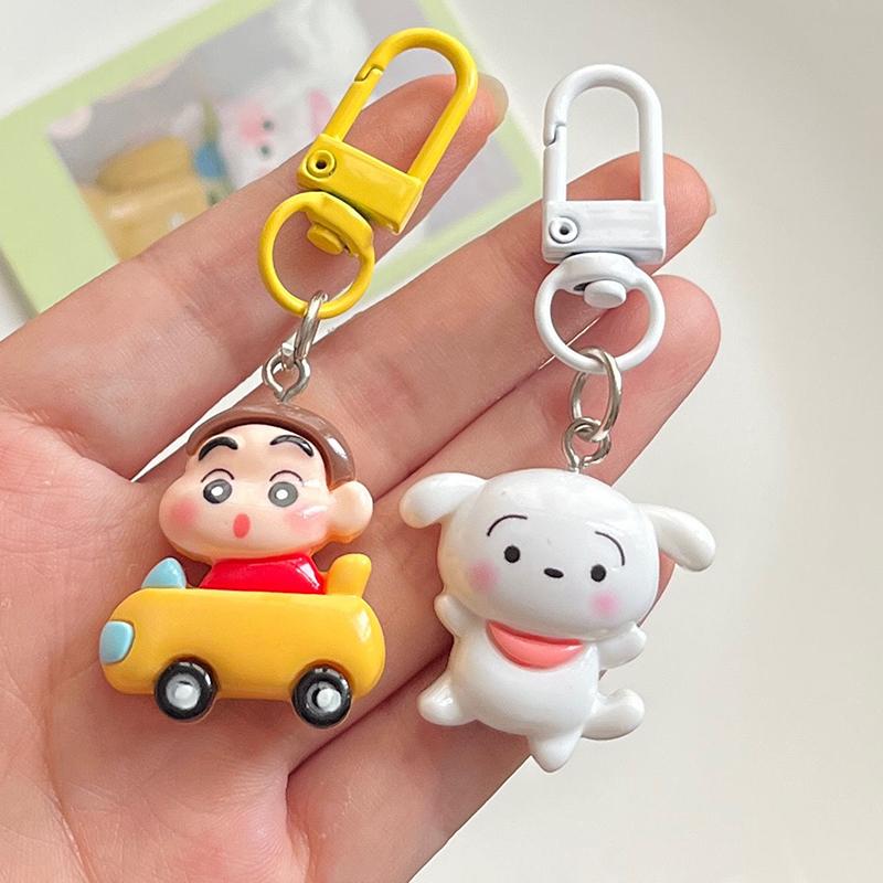 Crayon Shin-Chan Car Key Chain Cute Couple Schoolbag Ornaments Anime Cartoon Pendant Charm Keyring Figures Accessories Gift