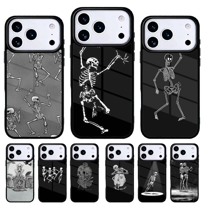 Spooky Skull Funny Dance Skeleton Phone Case for iPhone 17 Air 16e 15 14 13 Pro Max Back Cover for 12 11 Pro Coque