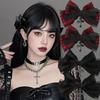 1pcs Gothic Girl's Street Exquisite Hair Accessories Bowknot Hair Love Cross Clips Versatile Dressing Dark Style Bow Hair Clip