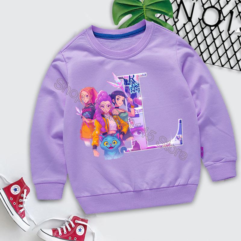 K Pop Dämonenjäger Kinder Sweatshirts Niedliche Cartoon Buchstaben Kapuzenpullover Jungen Herbst Lässige Sportoberteile Winter Kinder Mädchen Kleidung 160 pink