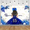 Beautiful birthday party decorations for a 15-year-old girl, backdrop for a 15th birthday celebration, dress, crown, flower.535
