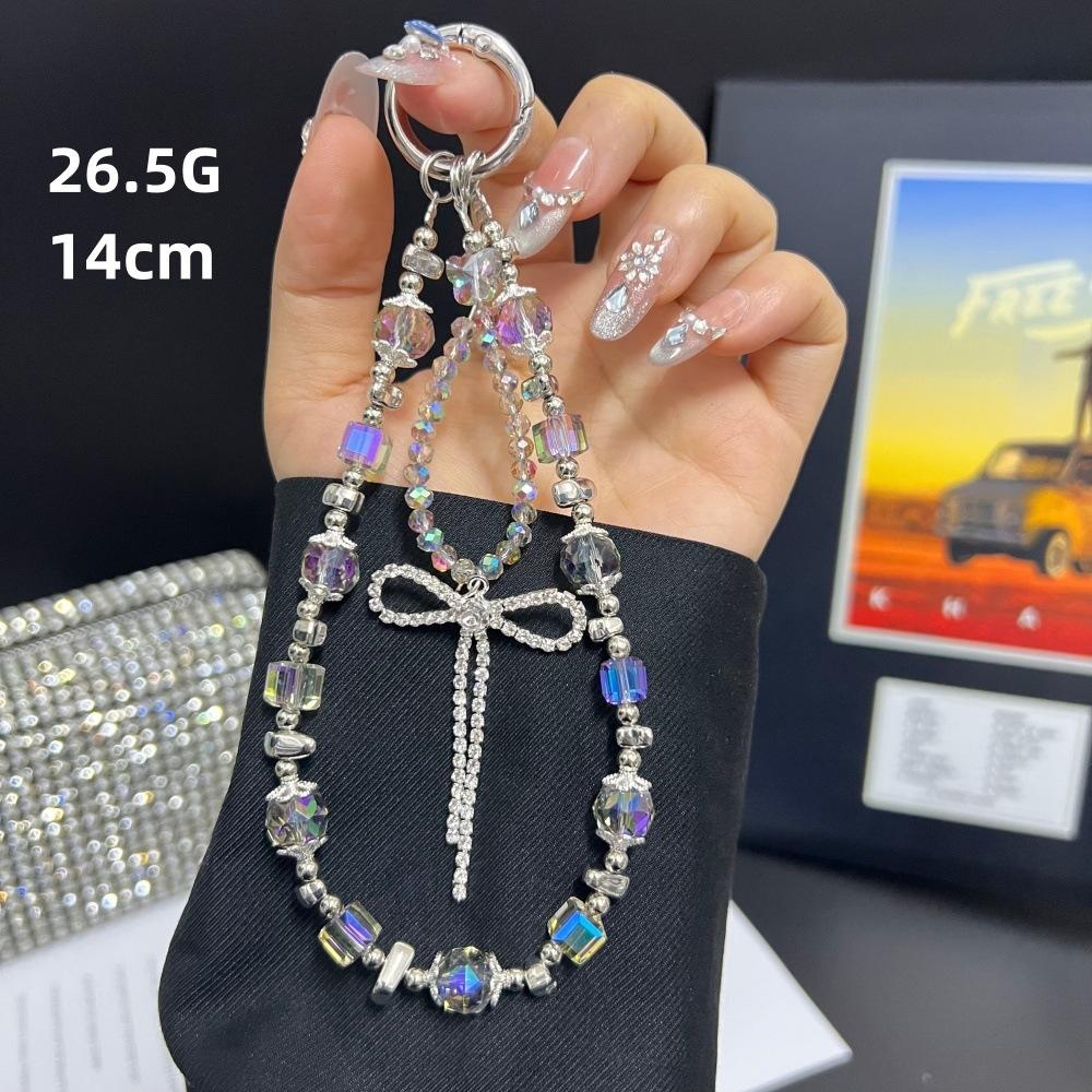 Advanced Crystal Phone Chain Tassel Bow Phone Lanyard Light Luxury Women Wrist Portable Keychain Hanging Decoration Anti Loss