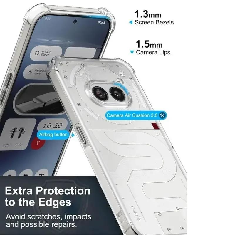TPU Transparent Case for Nothing Phone 3A Pro 2A Plus 2 Cmf 1 Protective Cover Four Corners Shockproof Bumper Coque Fundas