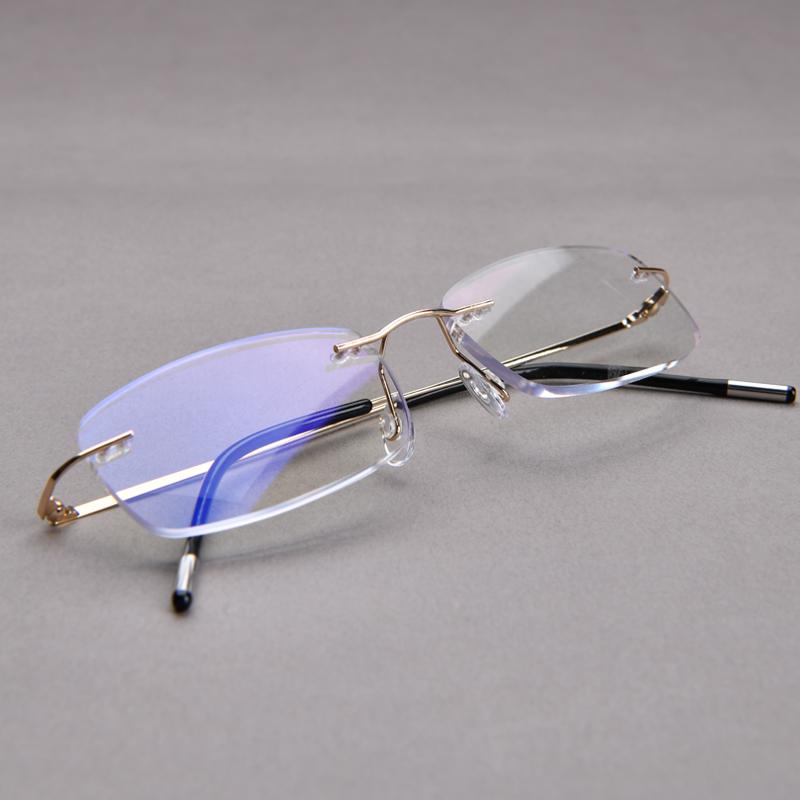 Rimless Cutting Reading Glasses Blocking Blue Light Computer Frameless Men Business Presbyopia Eyeglasses Diopters Women
