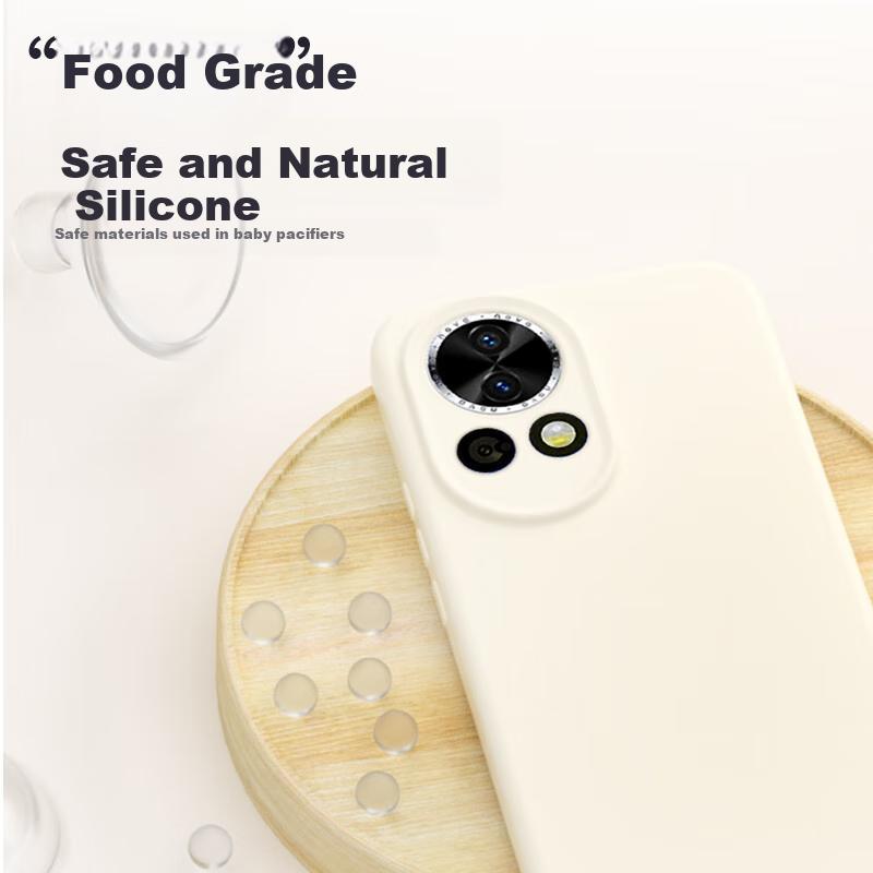Huawei Nova12 Phone Case, Premium Liquid Silicone Soft, Full Lens Protection, Shockproof, Anti-Fingerprint, Simplen, Antique White Outer